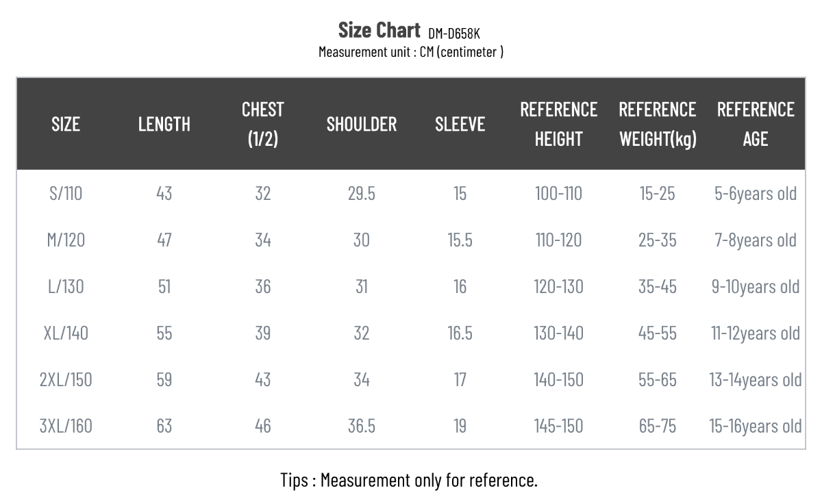 SIZE CHART SIZE CHART