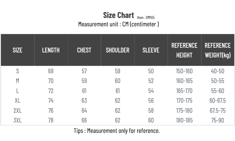 SIZE CHART