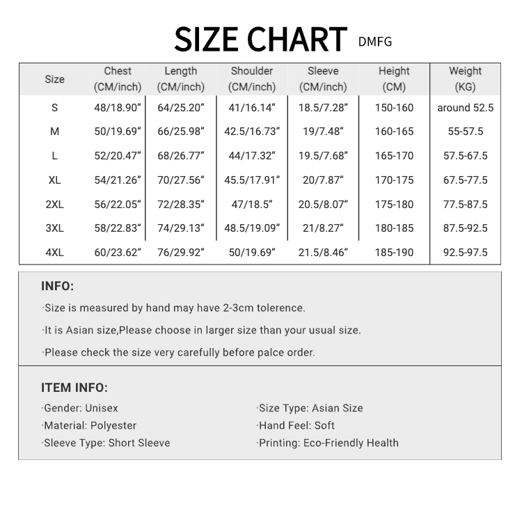 DMFG size chart